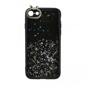 Nettech Apple iPhone 8 Uyumlu Simli Arka Koruma Kılıf (Siyah) VR-17883