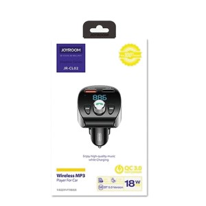 JOYROOM JR-CL02 18W 2 Çıkışlı Bluetooth FM Transmitter Araç Şarj Aleti (Siyah) NT-102614