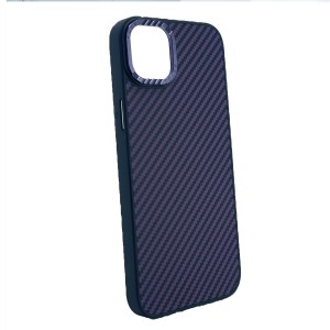 Nettech Apple iPhone 14 Plus Uyumlu Metal Kamera Çerçeveli Magsafe Karbon Fiber Arka Koruma Kılıf (Derin Mor) NT-102000