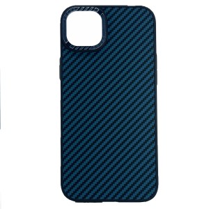 Nettech Apple iPhone 14 Plus Uyumlu Metal Kamera Çerçeveli Magsafe Karbon Fiber Arka Koruma Kılıf (Mavi) NT-102002