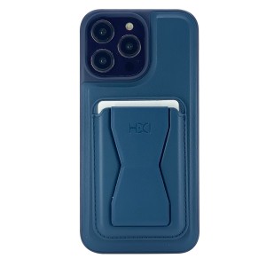 Nettech Apple iPhone 14 Pro Uyumlu Deri Purse Seri Arka Koruma Kılıf (Lacivert) NT-101349