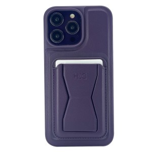 Nettech Apple iPhone 14 Pro Max Uyumlu Deri Purse Seri Arka Koruma Kılıf (Mor) NT-101354