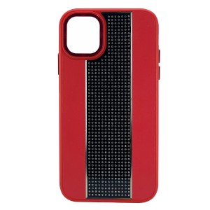 Nettech Apple iPhone 12 Uyumlu Taşlı Deri Seri Arka Koruma Kılıf (Kırmızı) NT-101463
