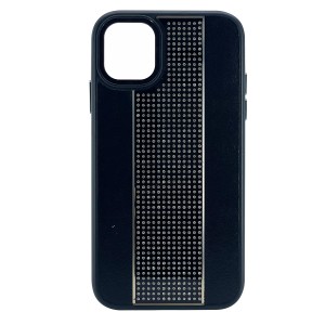 Nettech Apple iPhone 12 Uyumlu Taşlı Deri Seri Arka Koruma Kılıf (Siyah) NT-101459
