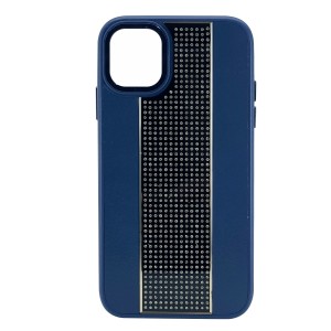 Nettech Apple iPhone 14 Uyumlu Taşlı Deri Seri Arka Koruma Kılıf (Lacivert) NT-101484