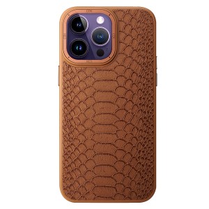 Nettech Apple iPhone 14 Pro Uyumlu Spor Deri Seri Arka Koruma Kılıf (Kahverengi) NT-101445