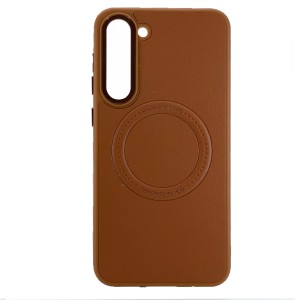 Nettech Samsung Galaxy S23 Plus Uyumlu Manyetik Deri Magsafe Seri Arka Koruma Kılıf (Kahverengi) NT-101425
