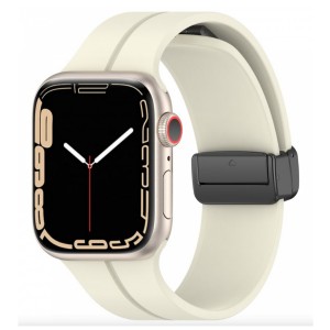Nettech Apple Watch Seri 44/42 mm Uyumlu Silikon Kordon (Krem) NT-102987