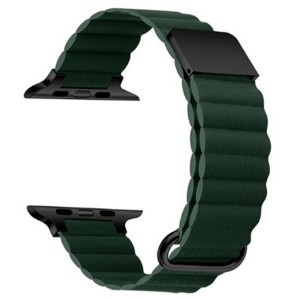 Nettech Apple Watch Seri 44/42 mm Uyumlu Deri Kordon (Yeşil) NT-103034