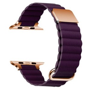 Nettech Apple Watch Seri 44/42 mm Uyumlu Deri Kordon (Mor) NT-103033