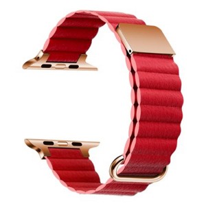 Nettech Apple Watch Seri 44/42 mm Uyumlu Deri Kordon (Kırmızı) NT-103032