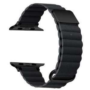 Nettech Apple Watch Seri 44/42 mm Uyumlu Deri Kordon (Siyah) NT-103031