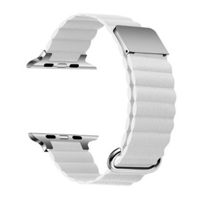 Nettech Apple Watch Seri 44/42 mm Uyumlu Deri Kordon (Beyaz) NT-103030