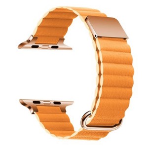 Nettech Apple Watch Seri 44/42 mm Uyumlu Deri Kordon (Sarı) NT-103037