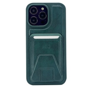 Nettech Apple iPhone 13 Pro Max Uyumlu Suni Deri Kartlık Arka Koruma Kılıf (Yeşil) NT-101531