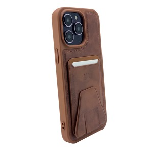 Nettech Apple iPhone 13 Pro Uyumlu Suni Deri Arka Koruma Kılıf (Kahverengi) NT-101526