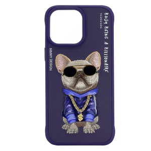 Nettech Apple iPhone 13 Pro Uyumlu Deri Nakışlı Animal Seri Arka Koruma Kılıf (Mor) NT-101099