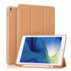 Nettech Apple iPad 7. Nesil 10.2 Inch Uyumlu Premium Smart 360 Kalem Yuvalı Kapaklı Kılıf (Kahverengi) NT-103435