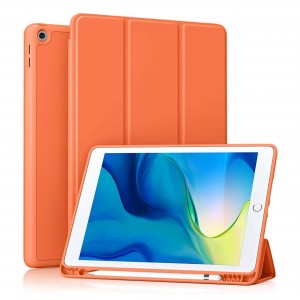Nettech Apple iPad 7. Nesil 10.2 Inch Uyumlu Premium Smart 360 Kalem Yuvalı Kapaklı Kılıf (Turuncu) NT-102756
