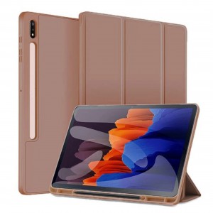 Nettech Samsung Galaxy Tab S7 FE LTE SM-T733 64 GB 12.4 Uyumlu Premium Smart 360 Kalem Yuvalı Kapaklı Kılıf (Kahverengi) NT-103467