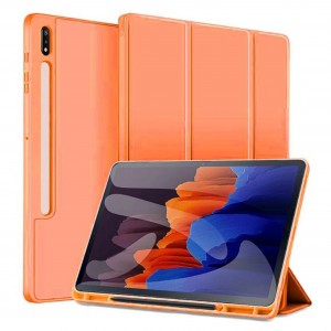 Nettech Samsung Galaxy Tab S7 FE LTE SM-T733 64 GB 12.4 Uyumlu Premium Smart 360 Kalem Yuvalı Kapaklı Kılıf (Turuncu) NT-103463