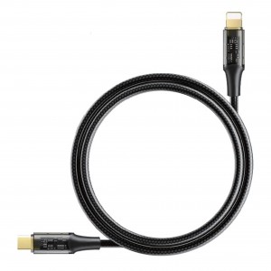 Helt HT-DC20 27W İp Örgü 100 Cm Type-C To Lightning Şarj ve Data Kablosu (Siyah) NT-31298