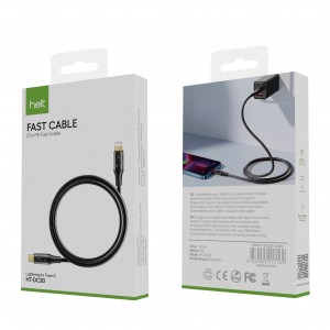 Helt HT-DC20 27W İp Örgü 100 Cm Type-C To Lightning Şarj ve Data Kablosu (Siyah) NT-31298