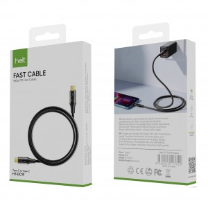 Helt HT-DC19 100W İp Örgü 100 Cm Type-C To Type-C Şarj ve Data Kablosu (Siyah) NT-31297