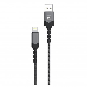 Nettech NT-DC14 İp Örgü 120 Cm Lightning Şarj ve Data Kablosu (Siyah) NT-DC14