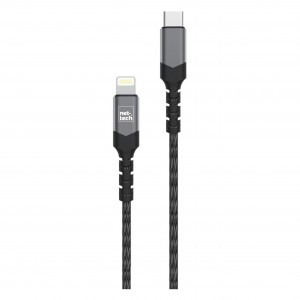 Nettech NT-DC15 27W İp Örgü 120 Cm Type-C To Lightning Şarj ve Data Kablosu (Siyah) NT-DC15