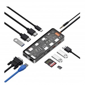 Wiwu CB012 Cyber 12 in 1 USB + Hdmı + Vga + Type-C + Jack + Ethernet + Sd Kart To Type-c Dönüştürücü NT-103811