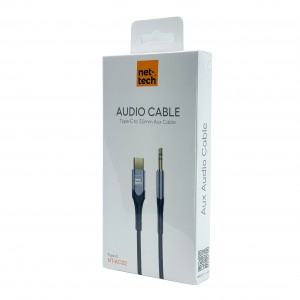 Nettech NT-AC02 İp Örgü 100 Cm Type-C To Aux Kablosu (Siyah) NT-100945