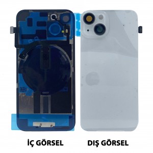 Teknonet Apple iPhone 14 Uyumlu Kamera Camlı Batarya Kapağı + Magsafe Flex (Beyaz) NT-103913