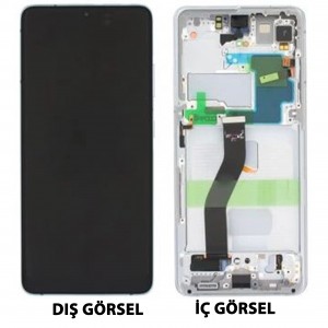 Teknonet Samsung Galaxy S21 Ultra Uyumlu Org Lcd+Dokunmatik+Çıtalı (Gümüş) NT-104148