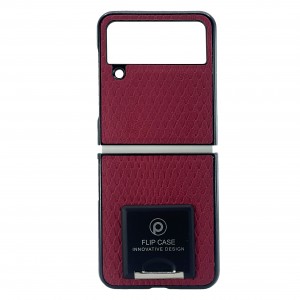 Nettech Samsung Galaxy Z Flip 4 Uyumlu Suni Deri Arka Koruma Kılıf (Kırmızı) NT-104168