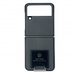 Nettech Samsung Galaxy Z Flip 4 Uyumlu Suni Deri Arka Koruma Kılıf (Gri) NT-104163