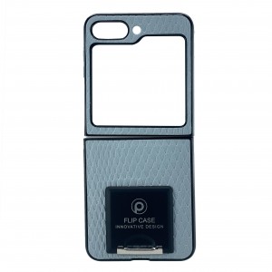 Nettech Samsung Galaxy Z Flip 5 Uyumlu Suni Deri Arka Koruma Kılıf (Mavi) NT-104174