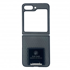 Nettech Samsung Galaxy Z Flip 5 Uyumlu Suni Deri Arka Koruma Kılıf (Gri) NT-104169