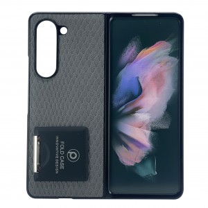 Nettech Samsung Galaxy Z Fold 5 Uyumlu Suni Deri Arka Koruma Kılıf (Gri) NT-104181