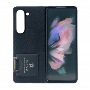 Nettech Samsung Galaxy Z Fold 5 Uyumlu Suni Deri Arka Koruma Kılıf (Siyah) NT-104180