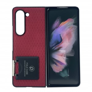 Nettech Samsung Galaxy Z Fold 5 Uyumlu Suni Deri Arka Koruma Kılıf (Kırmızı) NT-104179