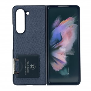 Nettech Samsung Galaxy Z Fold 5 Uyumlu Suni Deri Arka Koruma Kılıf (Lacivert) NT-104175