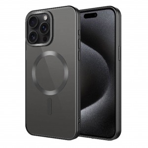 Nettech Apple iPhone 15 Pro Max Uyumlu Renkli Corner Magsafe Seri Arka Koruma Kılıf (Siyah) NT-104839