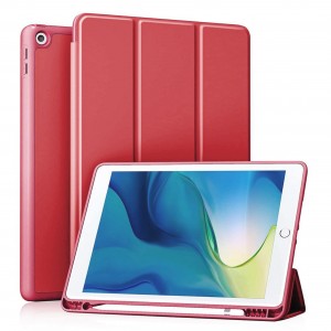 Nettech Apple iPad 7. Nesil 10.2 Inch Uyumlu Premium Smart 360 Kalem Yuvalı Kapaklı Kılıf (Kırmızı) NT-104984