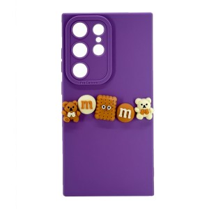 Nettech Samsung Galaxy S24 Ultra Uyumlu Lüx Bear Arka Koruma Kılıf (Mor) NT-105133