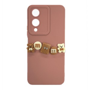 Nettech Vivo Y17s Uyumlu Lüx Bear Arka Koruma Kılıf (Pembe) NT-105168