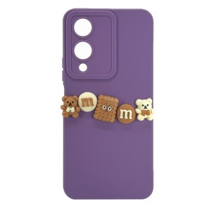 Nettech Vivo Y17s Uyumlu Lüx Bear Arka Koruma Kılıf (Mor) NT-105167