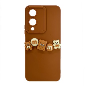 Nettech Vivo Y17s Uyumlu Lüx Bear Arka Koruma Kılıf (Kahverengi) NT-105166