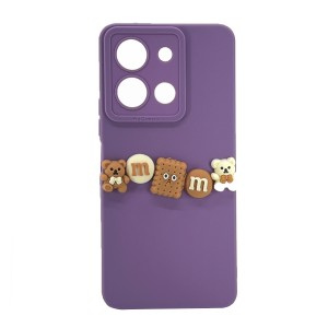 Nettech Vivo Y36 Uyumlu Lüx Bear Arka Koruma Kılıf (Mor) NT-105170