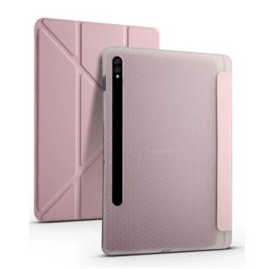 Nettech Samsung Galaxy Tab S7 FE LTE SM-T733 64 GB 12.4 Uyumlu Flip Prizma Seri Kapaklı Kılıf (Rose Gold) NT-105343